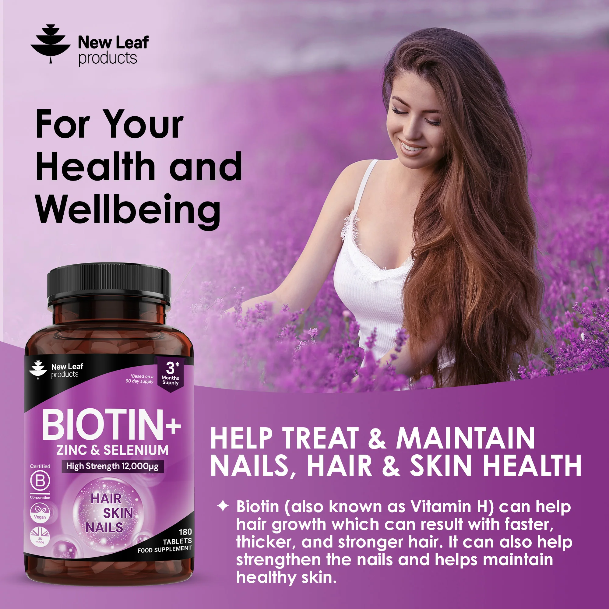 Biotin+ Vitamin B7 Tablets 180 Fill - Image 3