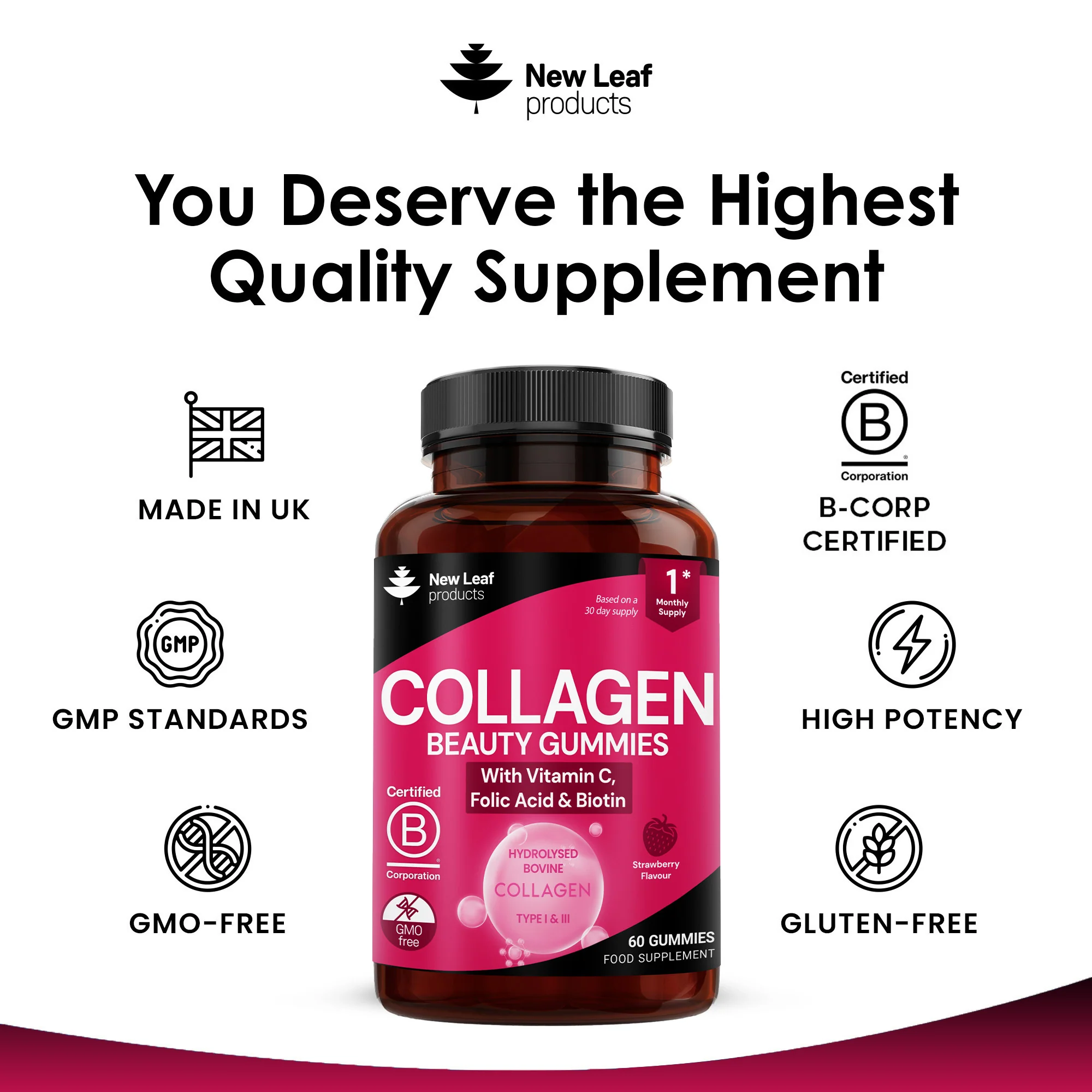 Collagen Gummies Vitamin C, Folic Acid & Biotin - Image 4