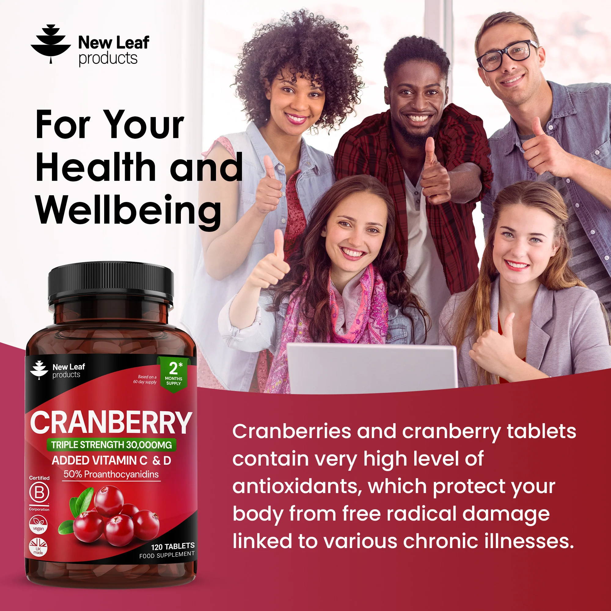 Cranberry Vitamin C and D Tablets - Image 3