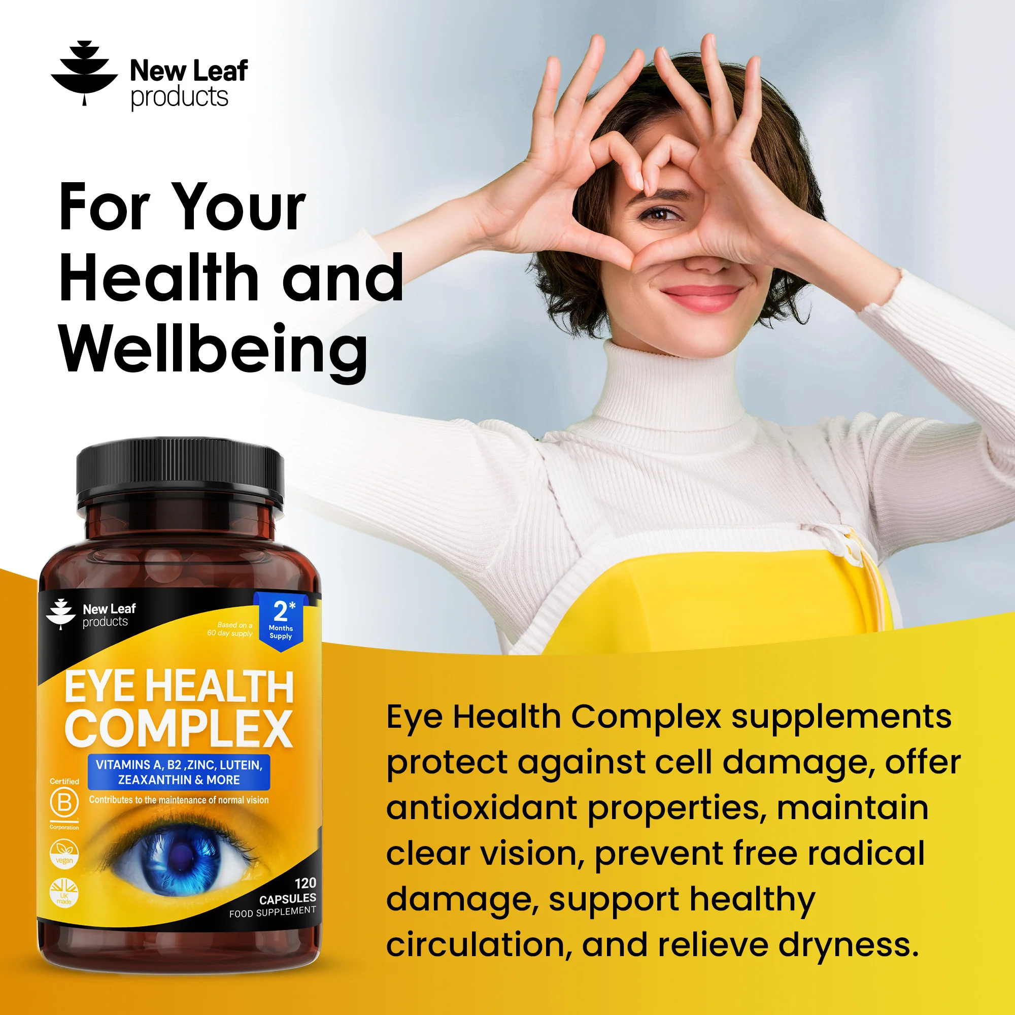 Eye Health Complex Vitamin A, B2, Zinc, Lutein Zeaxanthin Capsules - Image 3