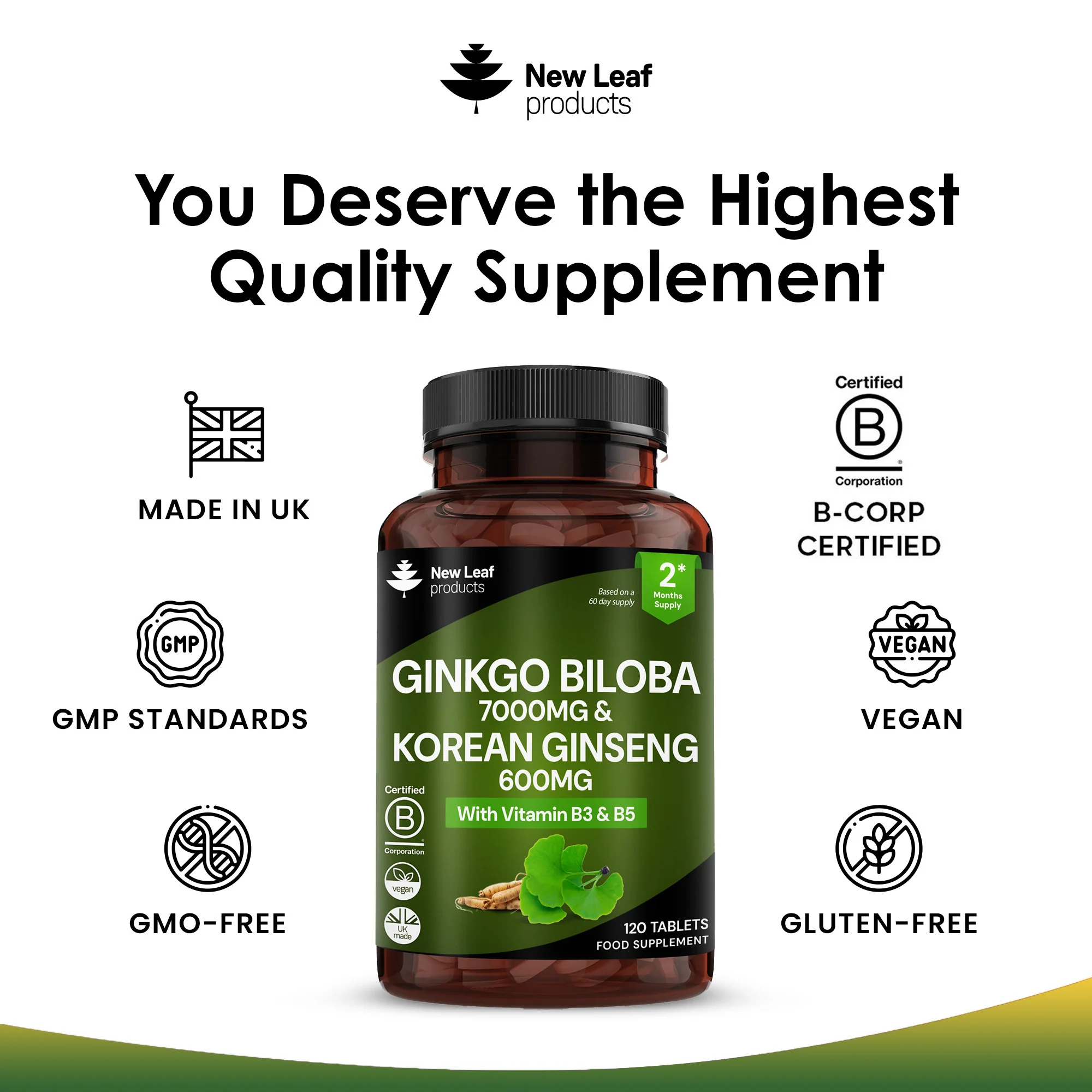 Ginkgo Biloba, Korean Ginseng Tablets - Image 4