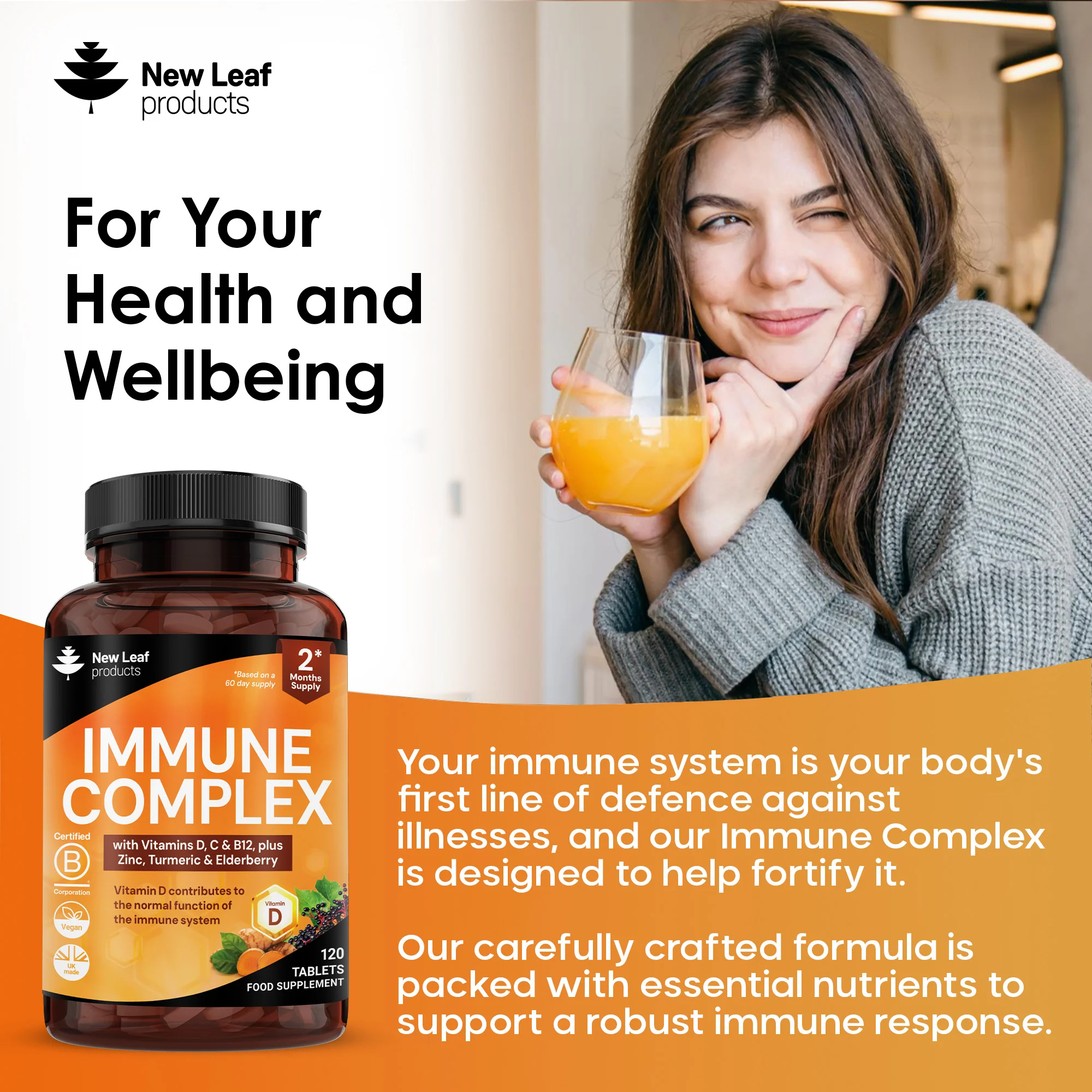Immune Complex with Vitamins, Zinc, Turmeric, Elderberry Tablets - Image 3