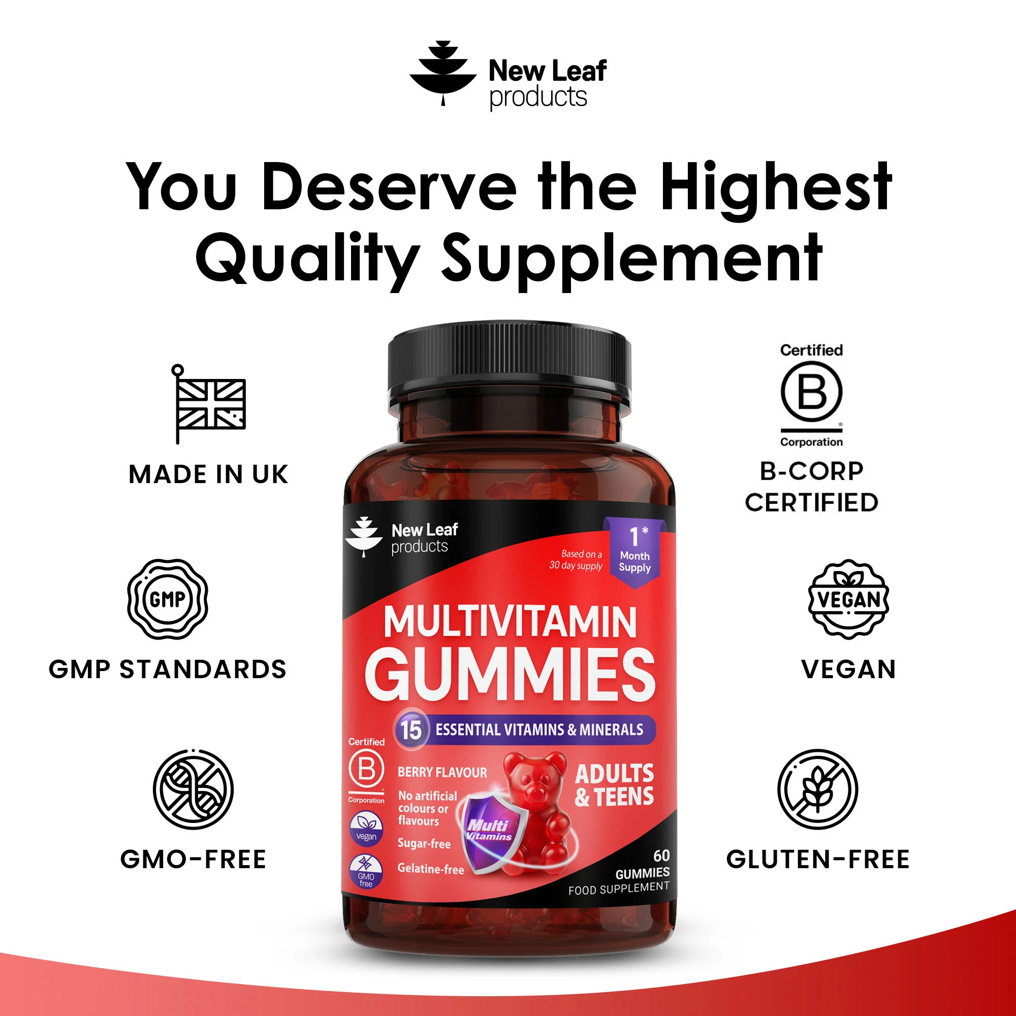 Multivitamins & Minerals for Adults & Teens Essentials Gummies 60 Fill - Image 4