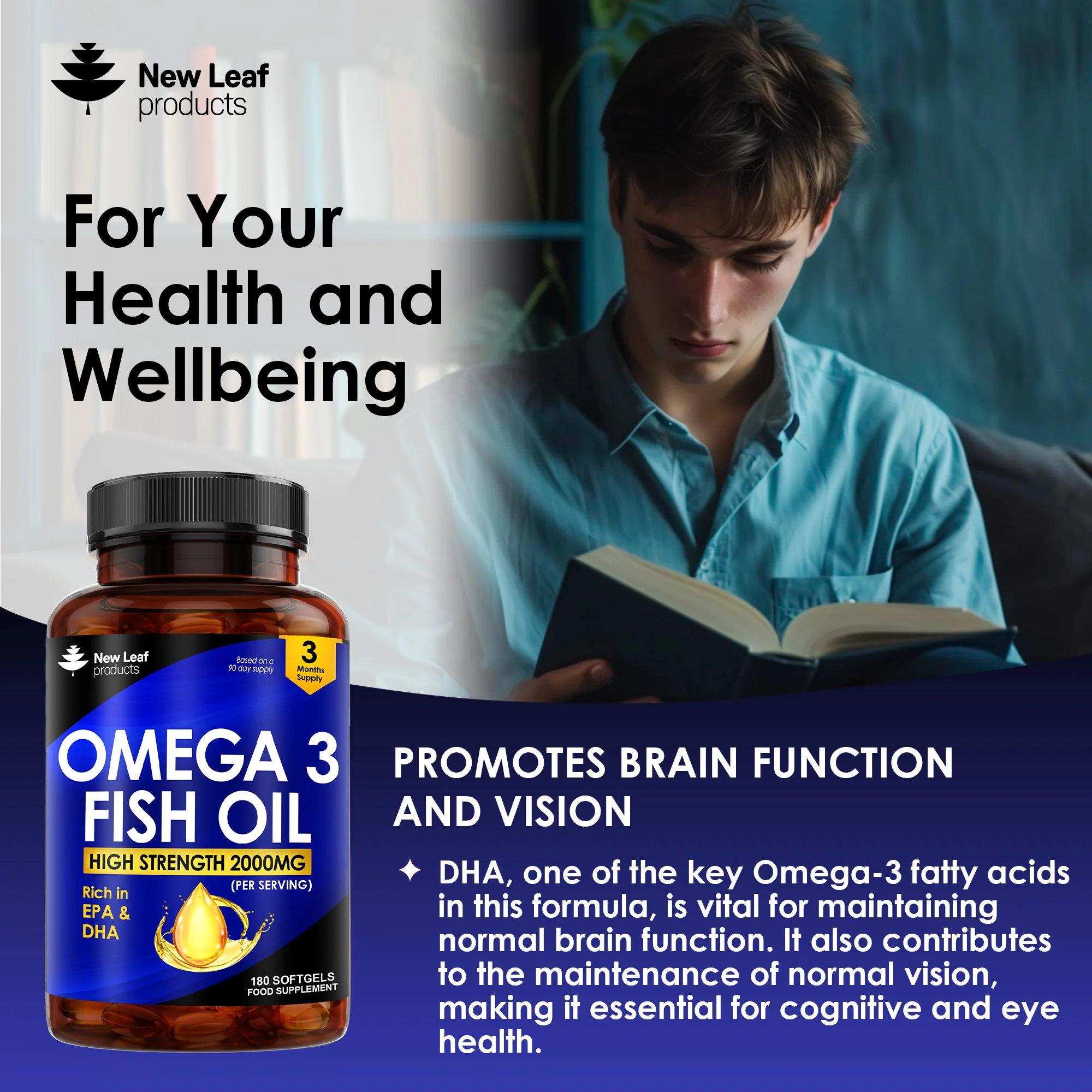 Omega 3 Fish Oil + Vitamin E Softgel Capsules - Image 3