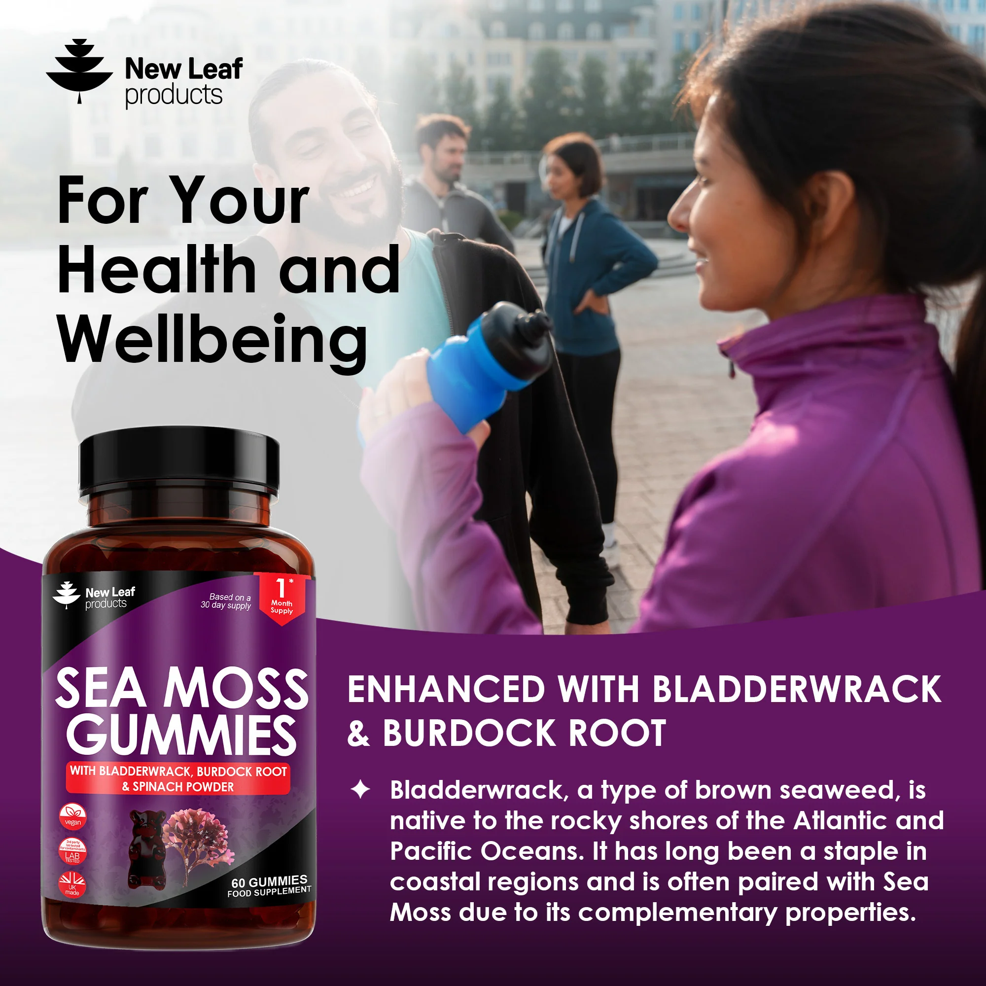 Sea Moss with Burdock Root, Bladderwrack, Spinach Powder Gummies - Image 3